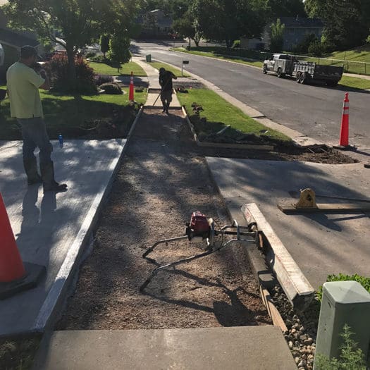 working on sidewalk