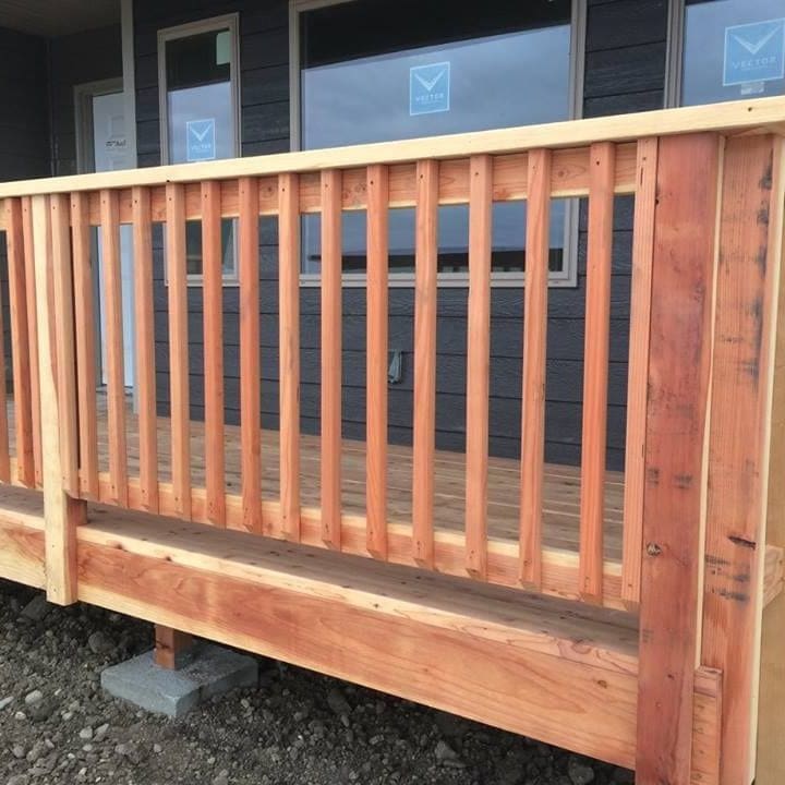 Redwood porch on new construction