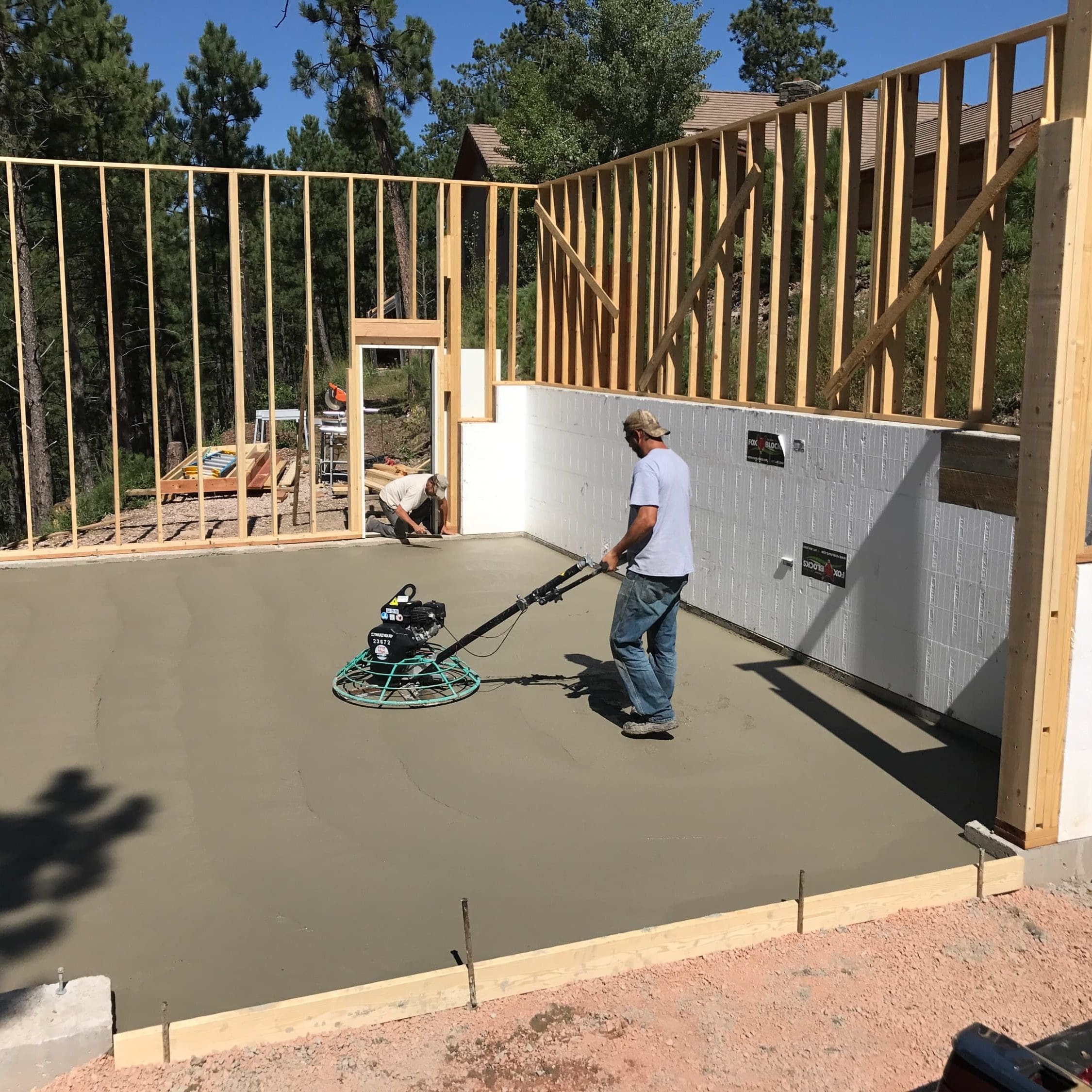 concrete foundation and framing