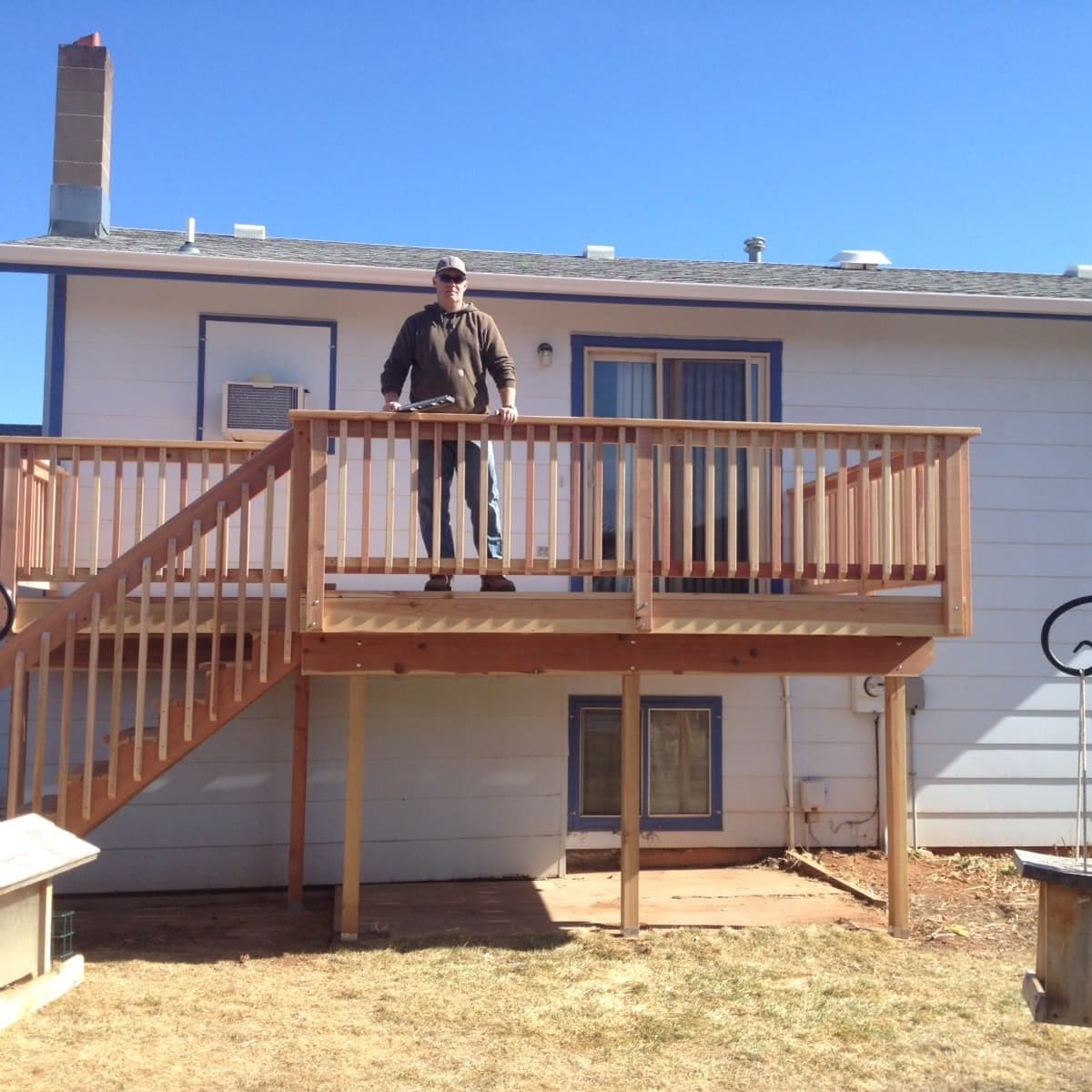 Redwood Deck, Railing and Staircase