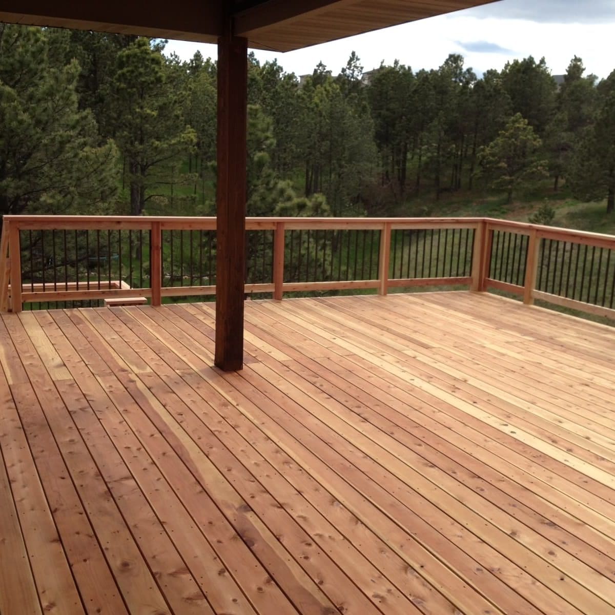 Redwood Deck Landing and Railing