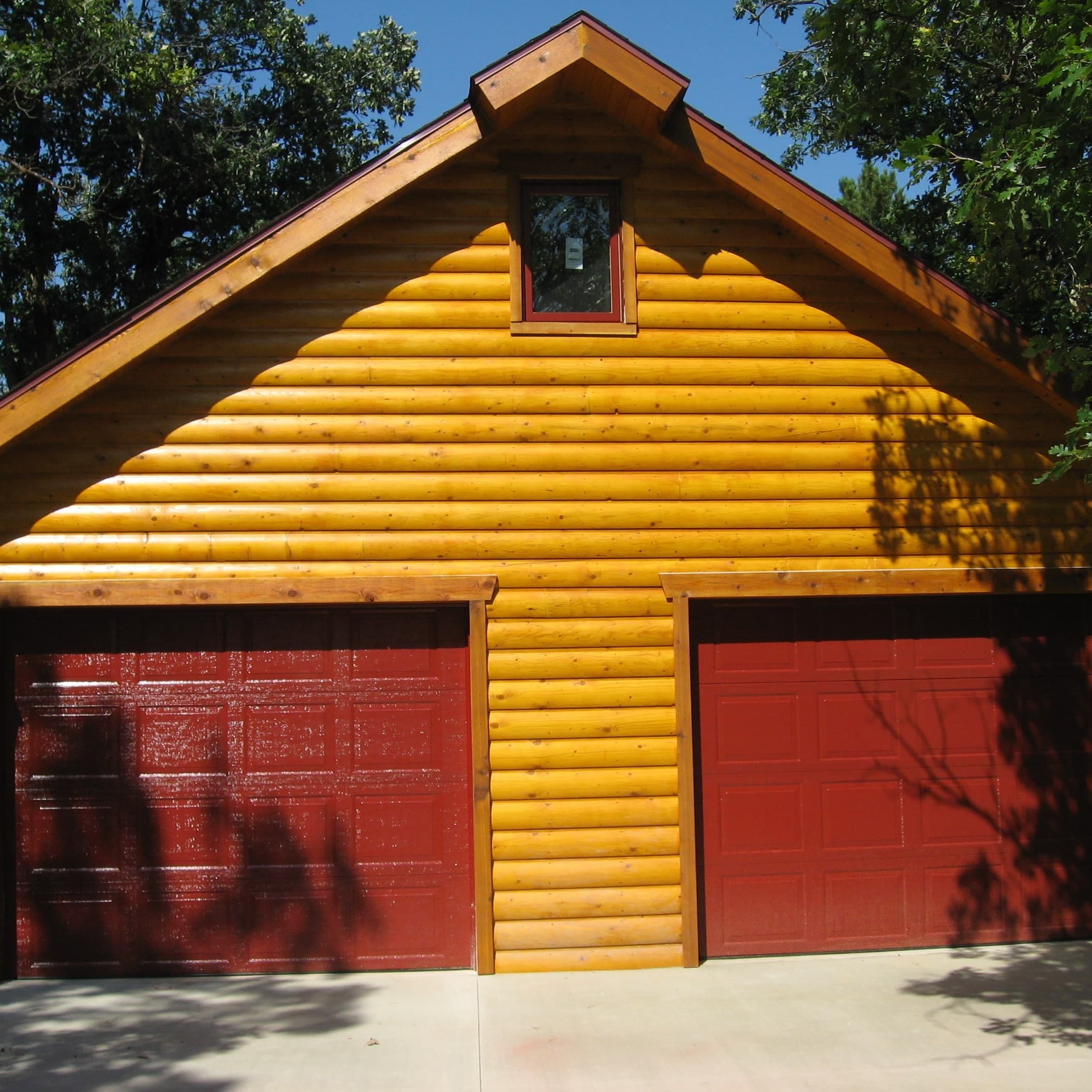 detached two car log garage
