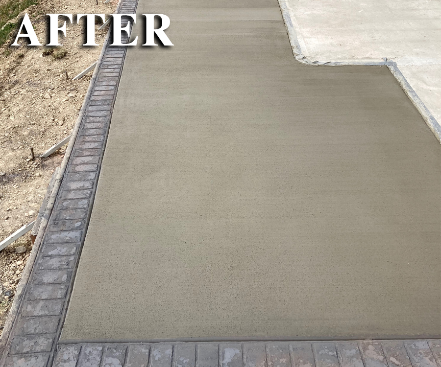 After Concrete patio Work with Stamped Concrete Border After Concrete patio Work with Stamped Concrete Border