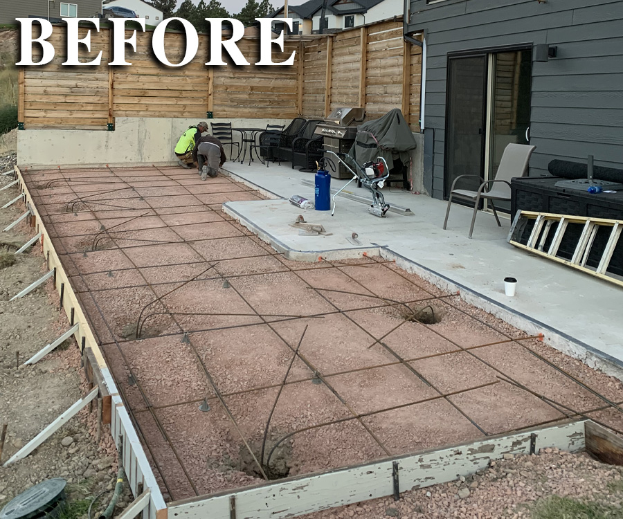 Before Concrete patio Work with Rebar Before Concrete patio Work with Rebar