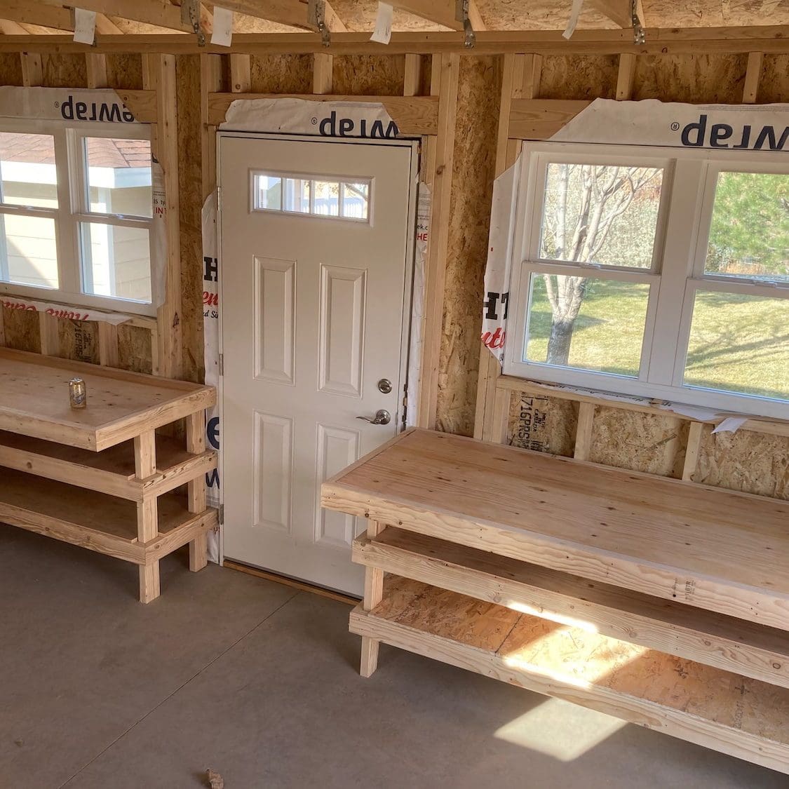 Custom Shed with Workbenches