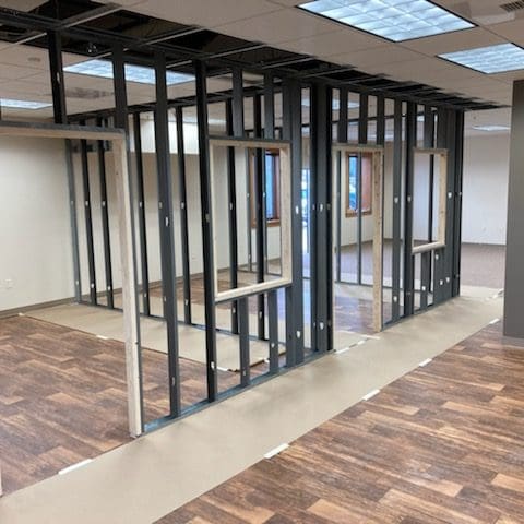 Commercial office space Framing
