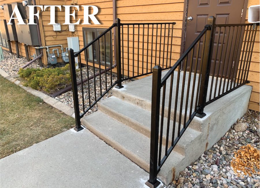 After of concrete steps and metal railing