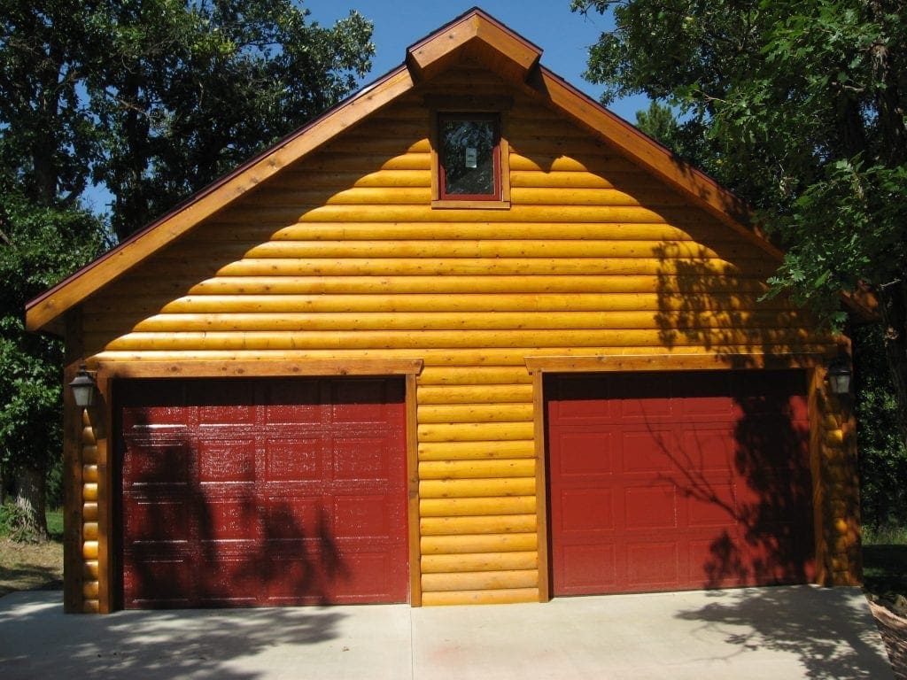 detached two car log garage